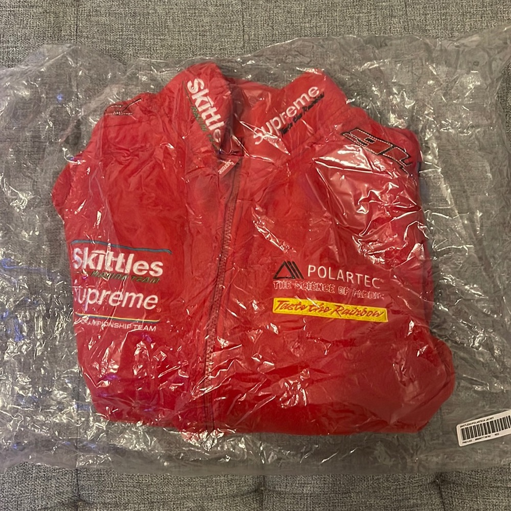 NWT Supreme full zip up skittles jacket.